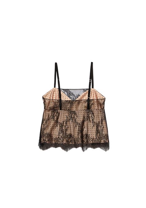 Top Aniye by donna Leonie 185657 Nero pizzo stampa a pois scollo quadrato spalline regolabili Aniye by | Top | 1856571365